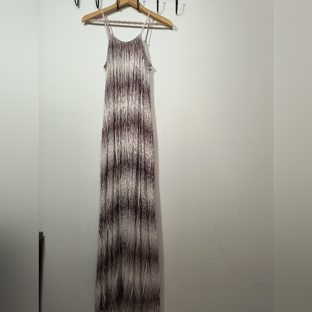 Dusty Purple And White Maxi Broomstick Dress